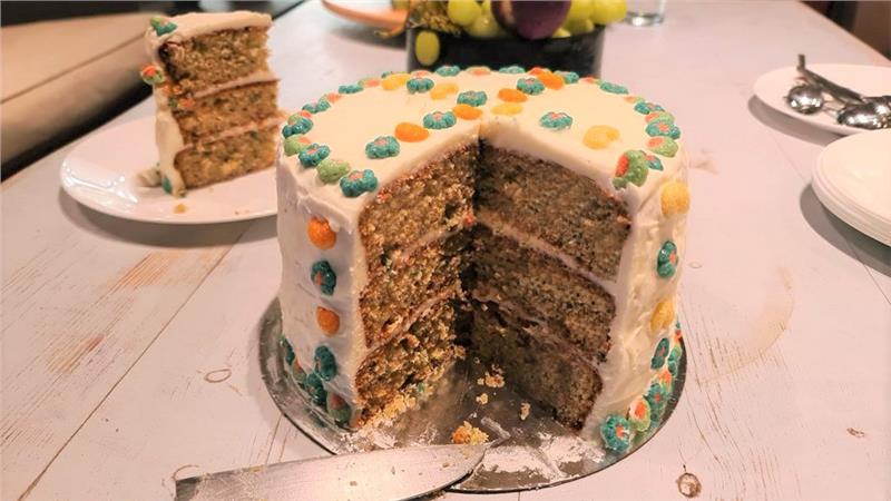 עוגת קורנפלקס פירות, עוגת דגני בוקר פירות, עוגת קורנפלקס